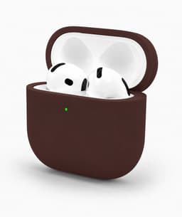 Enluxe Case geschikt voor Airpods 4 - Donker Bruin 'Espresso' - Premium Siliconen Hoesje, Valbescherming & Spatwaterdicht, Draadloos Opladen Compatibel — thumbnail 1