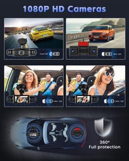 SnelShoppen - 5-Kanaals Dashcam 1080P - Voor- en Achterinterieur Camera - 360° Autocamera met 64GB Kaart, Wi-Fi, Loop-opname, G-sensor, Nachtzicht — thumbnail 2