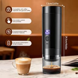 SnelShoppen - Draagbare Espressomachine Klein 20 Bar, 3-in-1 Mini Koffiemachine voor Cups & Maling, Accu 7800mAh USB-C, Mobiele Koffiemachine voor Cam — thumbnail 4