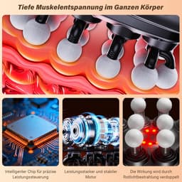 SnelShoppen - Professioneel Massagepistool met Rood Licht, Diepteweefsel, 3 Modi, 30 Snelheden, 20 Massagekoppen voor Spierontspanning op Rug, Taille, — thumbnail 3