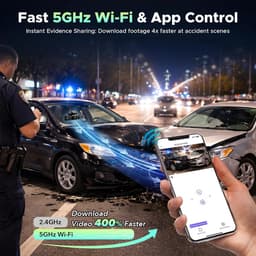 SnelShoppen - 4-Kanaals Dashcam Auto 360 Graden, 2K Infrarood Nachtzicht, 5GHz WiFi, Parkeermodus, Inclusief 64GB Kaart & Hardwire Kit — thumbnail 3