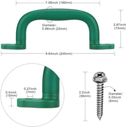 4 stuks Handgreep, 18 cm, robuuste veiligheidsgreep voor buiten/binnen, schommelklimframe, speelhuis, apenstangen en boomhuisaccessoires, groen — thumbnail 4