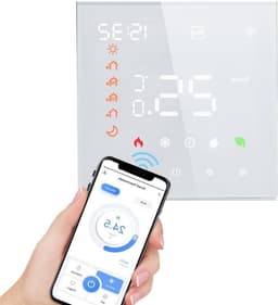 Slimme Wifi Thermostaat - Programmeerbare Thermostaat Digitale Regelaar - Energie Besparen - App en Spraakbesturing - 16A - Wit — thumbnail 1