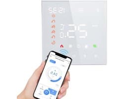 Slimme Wifi Thermostaat - Programmeerbare Thermostaat Digitale Regelaar - Energie Besparen - App en Spraakbesturing - 16A - Wit