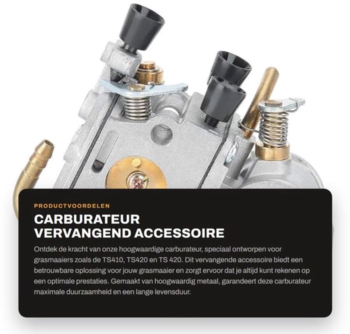 Carburateur Vervangend Accessoire - Hoogwaardig Metaal - Geschikt voor TS410/TS420 - Eenvoudig te Vervangen - Duurzaam - Lange Levensduur - Motorcarburateur — afbeelding 1