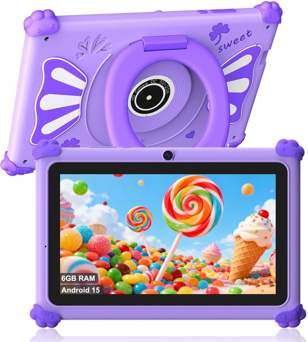 SnelShoppen - Ascrecem Kids Tablet 7 Inch Android 15 Kinder Tablet met 2.4G+5G WiFi6 Penta Core 6GB RAM 32GB ROM Kindertablet Dubbele Camera 128GB Uit — afbeelding 1