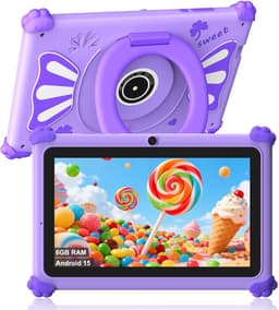 SnelShoppen - Ascrecem Kids Tablet 7 Inch Android 15 Kinder Tablet met 2.4G+5G WiFi6 Penta Core 6GB RAM 32GB ROM Kindertablet Dubbele Camera 128GB Uit — thumbnail 1