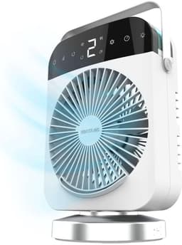 Mini Aircooler 4-in-1 – Luchtkoeler met Ventilator, Luchtbevochtiger, 300 ml Waterreservoir, 4 Snelheden, Oscillatie, Timer & LED Verlichting — thumbnail 2