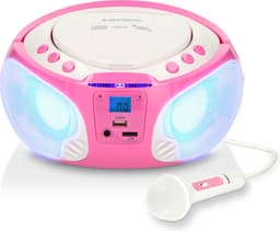 Lenco SCD-650PK - Draagbare radio CD speler met karaokemicrofoon en LED - Roze — thumbnail 1