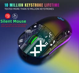 HXSJ T90 2.4G Stille Draadloze Gaming Muis - Bluetooth - Computermuizen - Ultra licht - RGB Verlichting - Zwart — thumbnail 2