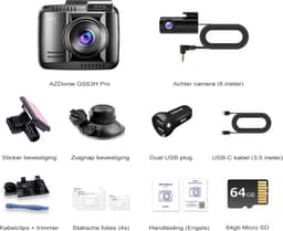 AZDome GS63H Pro 2CH dashcam voor auto - Voor en achter camera - Night vision - Loop recording - 4K resolutie - Wifi - Gps - Parkeermodus - 2.4 inch display - dashcam voor auto — thumbnail 5