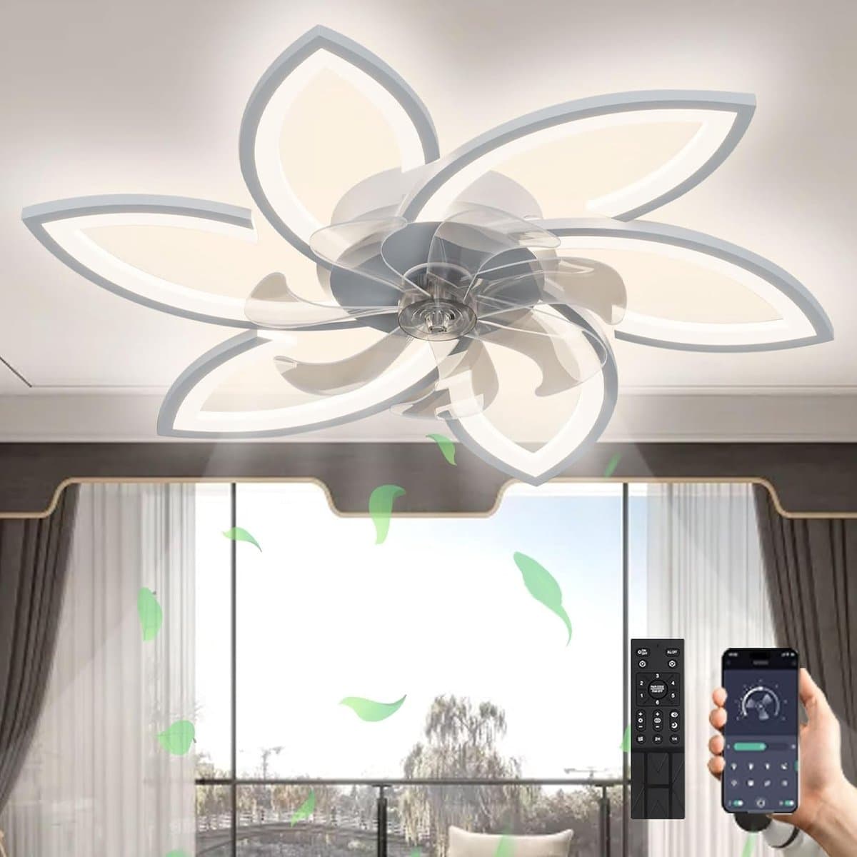 Plafondventilator met Verlichting - Met Afstandbediening - Stil in Gebruik - Stille Plafondventilator - Verlichting Woonkamer — afbeelding 1