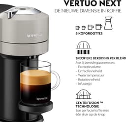 Krups Vertuo Next XN9105 koffiecupmachine - Vers gezette koffie - Eén machine voor 5 dranken - Espresso Gran Lungo - 30 seconden opwarmtijd - Lichtgrijs — thumbnail 2