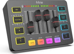FIFINE - SC3 - Zwart - Streaming Deck - DJ Mixer - Gaming Mixer - Podcast / Stream / Gaming - XLR Aansluiting - Line-in - Voice Changer — thumbnail 1