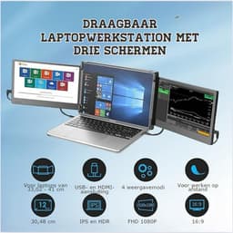 Extra Scherm Laptop - Draagbare Monitor Multitasken - Portable Monitor Uitbreidbaar - 2x 12 Inch — thumbnail 2