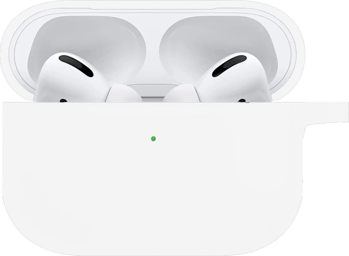 Hoesje - Geschikt voor Apple AirPods Pro 2 - Siliconen Hoes met Clip - Silicone Case Cover - Wit — afbeelding 1