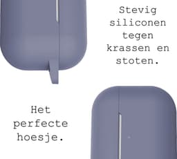 Case - Geschikt voor Apple AirPods Pro 2 - Siliconen Hoes met Clip - Silicone Hoesje Cover - Grijsblauw — thumbnail 2