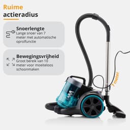 ETA Stellar Stofzuiger zonder Zak met ECO-motor en Opzetstukken – 1,5 Liter – Actieradius 10 Meter – Dubbele HEPA-Filter 10 en 12 – Zwart / Blauw — thumbnail 4