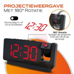 Caliber Wekker met Projectie - Digitale wekker - Wekker Kinderen - Projectie op plafond of muur - Klok projectie — thumbnail 4
