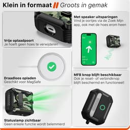 Case geschikt voor Apple AirPods 4 Hoesje - Waterdicht - 100% Shockproof Case - Vergrendelknop - Legerprint Groen — thumbnail 4