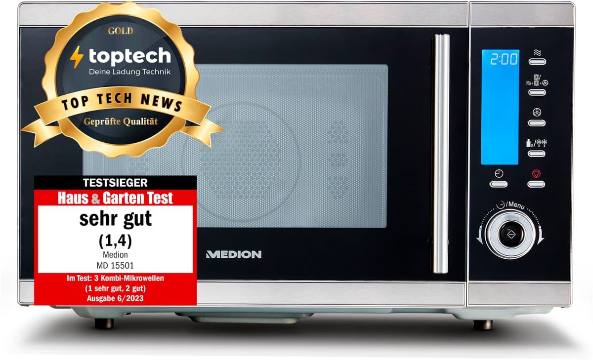 MEDION 4-in-1 Magnetron met Grill MD 15501 | 25 Liter | 900 Watt Magnetronvermogen | 2500 Watt Hetelucht | 10 Automatische programma's — afbeelding 1