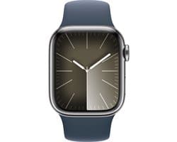 Apple Watch Series 9 - GPS + Cellular - 41mm - Silver Stainless Steel Case with Storm Blue Sport Band - S/M