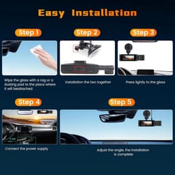 Dashcam WiFi met 64GB SD Kaart - FHD 1080P Auto Camera met Dubbele Lens en G-Sensor — thumbnail 2