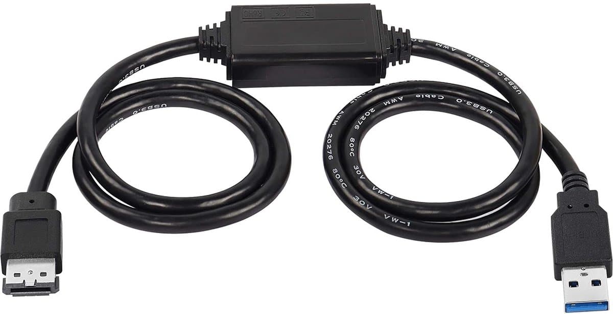 USB naar eSATA converterkabel 5 Gbit/s - 1m voor HDD/SSD/ODD laptops — afbeelding 1