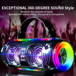 Bluetooth Speaker -Bluetooth Speaker Draadloos -Portable Bluetooth Speaker - Lichteffecten - Muziek Box - AUX - TWS mobiele koppeling-Twee microfoons-Zwart-Party Speaker – Geschikt voor Feest, Camping & Thuis — thumbnail 2
