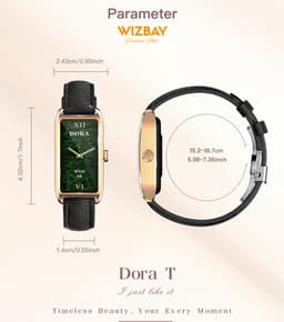 WizBay Premium Select® 1.13 Inch AMOLED Smartwatch Zwart met Donker Bruin Leren Band – Hartslag, Bloeddruk SpO₂ Monitoring – Fitness Tracker – Elegant Vierkant Design – Android iOS — thumbnail 3