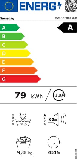 Samsung BESPOKE DV90DB8845GBU3 8000 serie - Wasdroger - Silent Dry - Energielabel A - 9kg — thumbnail 2