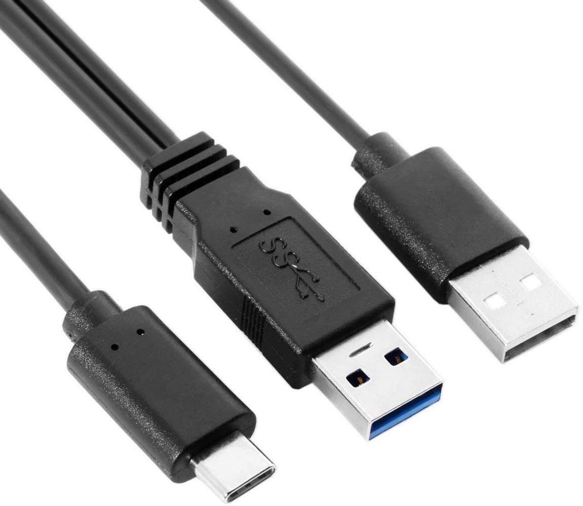USB-C naar Dual USB Y-Kabel | Extra Stroom en Data voor Externe Harde Schijf en Laptop — afbeelding 1