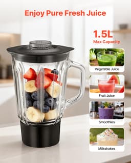 Elektrische Keukenmixer, 7,8 L Keukenmixer met 1500 W Motor, 6+P Snelheden, Kantelbaar Kopontwerp, Inclusief 1,5 L Blenderbeker, Roestvrijstalen Kom, Deeghaak, Garde en Klopper voor Bakken en Mixen, Zwart — thumbnail 3