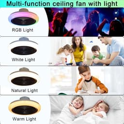 Moderne RGB Plafondventilator met Dimbare LED Verlichting en Afstandsbediening — thumbnail 2