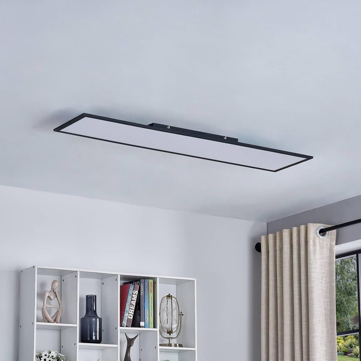 Moderne Zwarte LED Plafondlamp Dimbaar met Afstandsbediening voor Woonkamer en Eetkamer — afbeelding 1