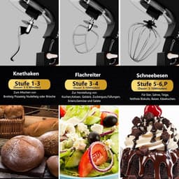 Krachtige Keukenmachine 2100W met 7.5L RVS Kom en Diverse Accessoires Zwart — thumbnail 2