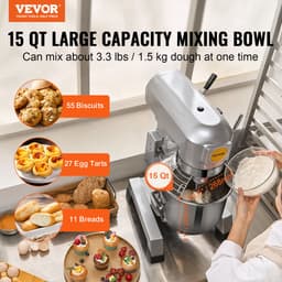 VEVOR Keukenmachine Standmixer 550w Kneedmachine 14l Deegmixer Mixer — thumbnail 3