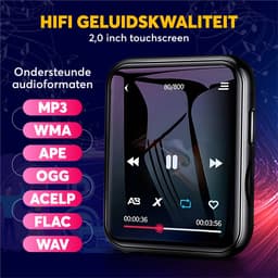BOSWELL MP3 Speler - MP4 Speler - Bluetooth - Touchscreen - Voice Recorder - FM Radio - Dictafoon - Ondersteuning tot 128GB - Incl. Oortjes — thumbnail 3