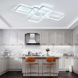 Moderne Rechthoekige Plafondventilator Met LED Verlichting Dimbaar Afstandsbediening Stille Slaapkamer Woonkamer — thumbnail 5