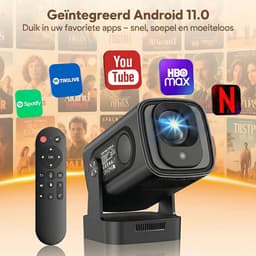 XGODY Gimbal 5 Pro Mini Beamer 2025 Editie - Smart Projector met 4K ondersteuning - Geschikt voor IOS en Android - WiFi 6 & Bluetooth 5.4 - Android 11.0 - Draagbaar - Thuisbioscoop - Zwart — thumbnail 4