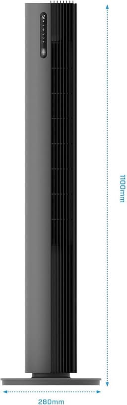 Luxe Toren Ventilator - Slimme Ventilator - Frisse Lucht - App Bediening - 31x31x111cm - Grijs — thumbnail 5
