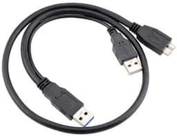 Dual USB A naar Micro USB 3.0 Y-Kabel met Extra Stroomvoorziening — thumbnail 2