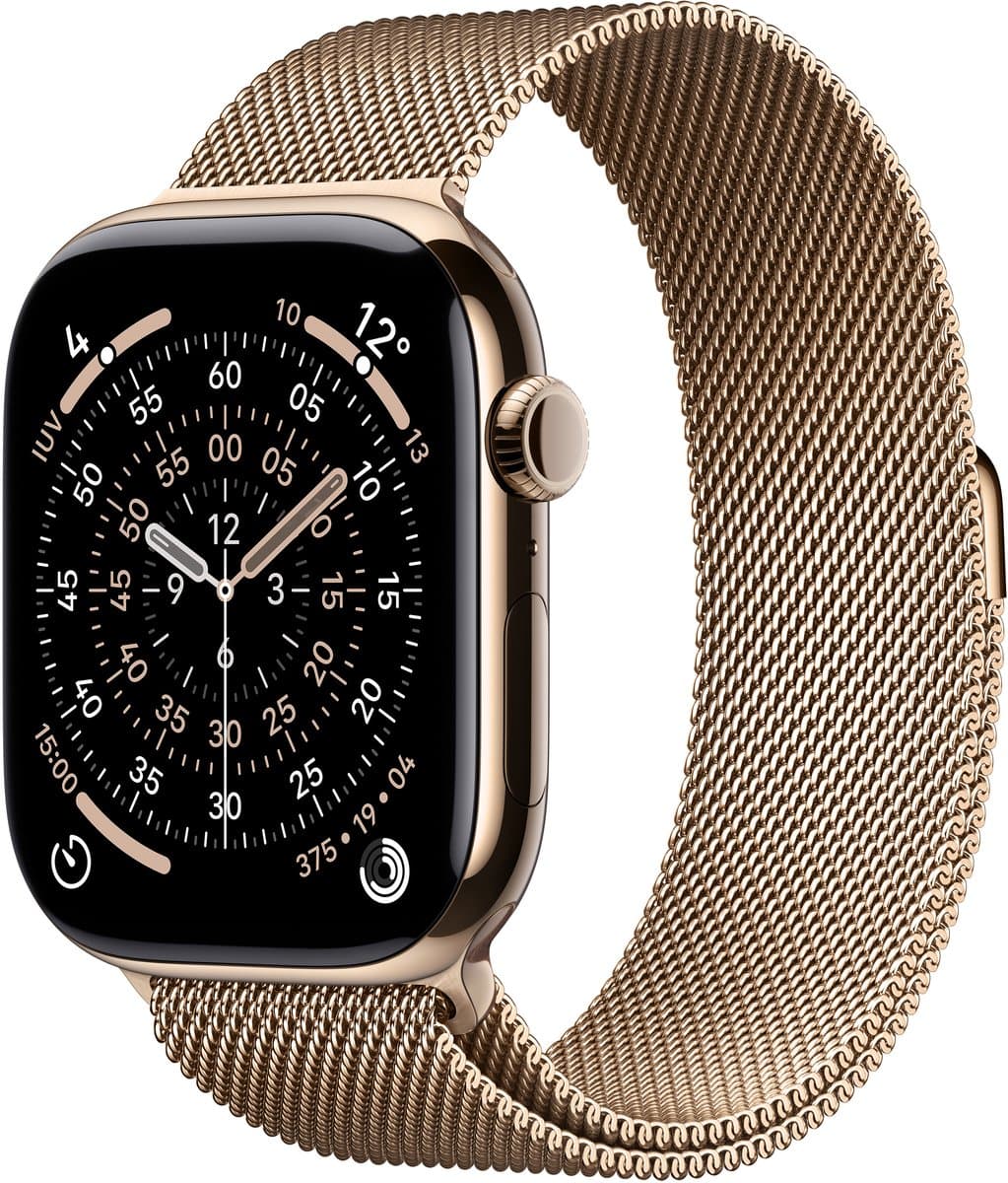 Apple Watch 11 - Wifi + 5G - 46mm - Gold Titanium Case with Gold Milanese Loop - M/L — afbeelding 1