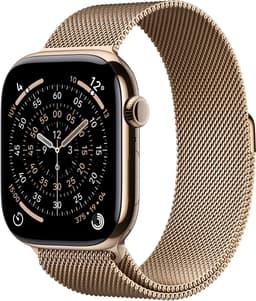 Apple Watch 11 - Wifi + 5G - 46mm - Gold Titanium Case with Gold Milanese Loop - M/L — thumbnail 1