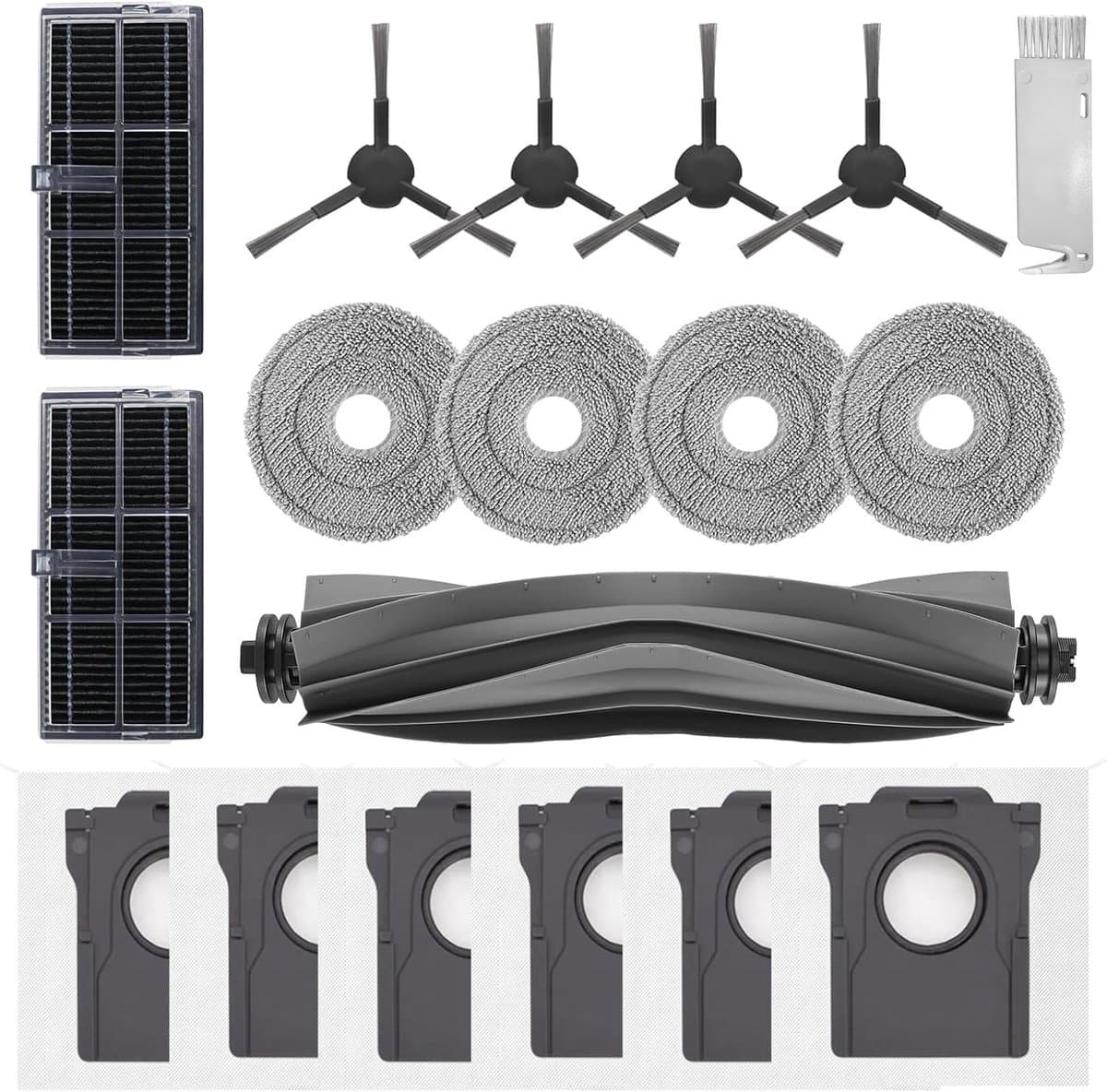 Namajunas - Accessoires Geschikt voor Dreame L10s Ultra/L10s Pro Ultra Heat - Stofzuiger onderdeel - Stofzuigeraccessoires - voor dreame robotstofzuiger - 1x hoofdrolborstel, 6x stofzak, 4x zijborstels, 2x filter, 4x dweildoeken, 1x reinigingsborstel — afbeelding 1