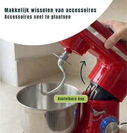 RONN® Mixer met mengkom - Mixer - Mixer met mengkom keukenmachine - Rood - ‎39cm x 24cm x 31cm — thumbnail 4