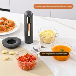 Elektrische Keukenmachine - Mini Hakmolen - Snel Ingrediënten Snijden - Draadloos Oplaadbaar - 400ml Kom - Wit — thumbnail 5