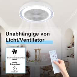 Glitzerlife Plafond ventilator met verlichting – LED Plafondlamp met Ventilator – Stille plafondventilator Afstandsbediening & Timer – Modern Design – Blauw – 5 Vleugels – Voor Slaapkamer, Woonkamer & Eetkamer — thumbnail 4