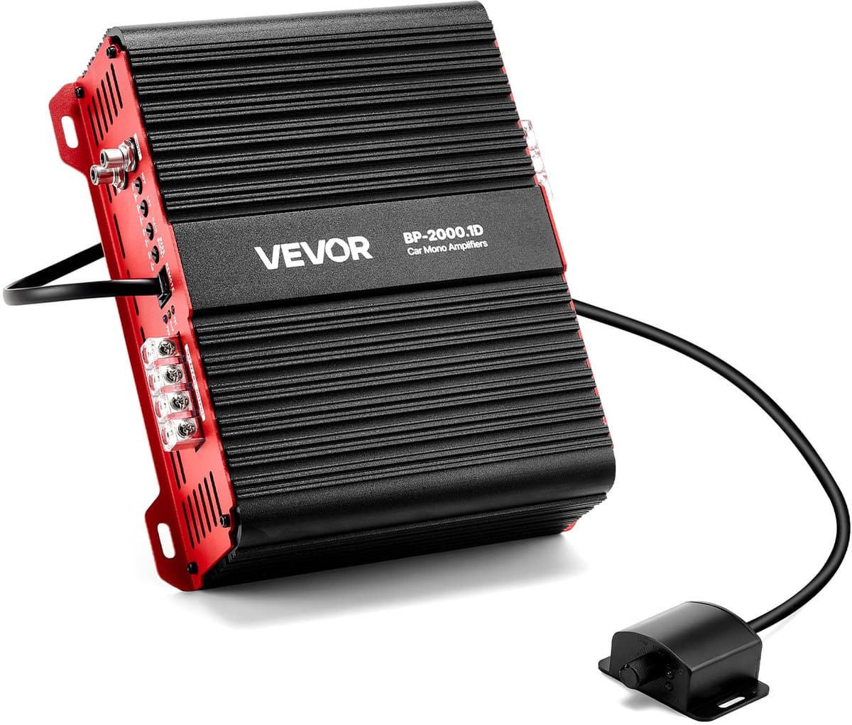 VEVOR Monoblock Auto-Versterker 2000 W Rms Max 1/2/4 Ohm, Audioversterker (Klasse D / 1-Kanaals) met Afstandsbediening voor Subwooferniveau, Laagdoorlaatfilter, Basversterking en Volumeregeling. — afbeelding 1