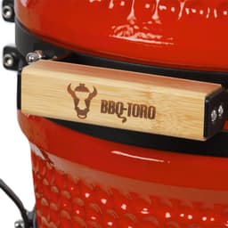 Kamado Barbecue – Keramische Grill – Houtskool Barbecue – Rookoven – Mini Grill – Diameter 32 cm – Thermometer In Deksel – Houten Handvatten – Rood — thumbnail 5